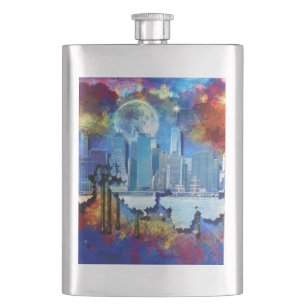 Petaca SlipperyJoe NYC grafiti luna rodeada de nubes dram