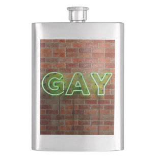 Petaca SlipperyJoe signo de neón gay brillante vivo