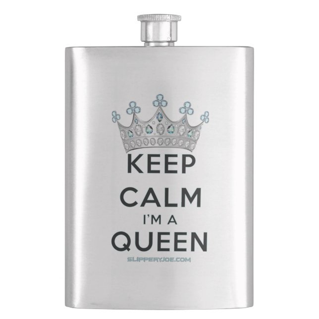 Petaca SlipperyJoe's Keep Calm Queen Royal Crown jewels a (Anverso)