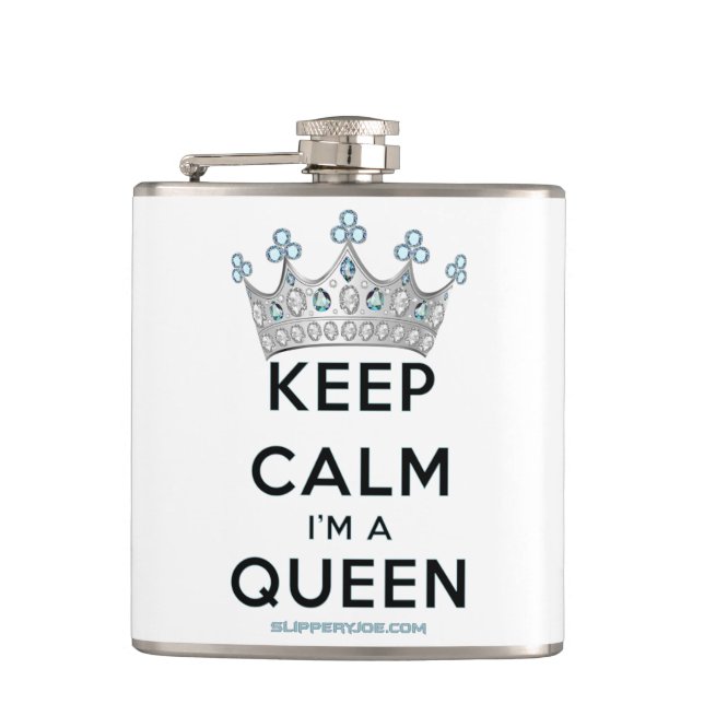 Petaca SlipperyJoe's Keep Calm Queen Royal Crown jewels a (Anverso)