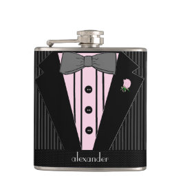 Petaca Smoking-Boda negra y gris de la raya del Pin