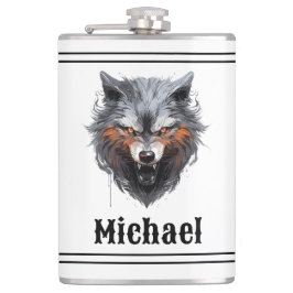 Petaca Snarling Wolf Personalized