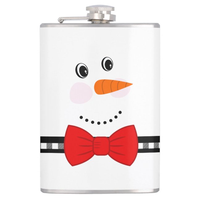 Petaca Snowman Face Red Bowtie Black Buffalo Plantado (Anverso)