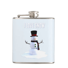 Petaca Snowman with hat and scarf. I Love Snow