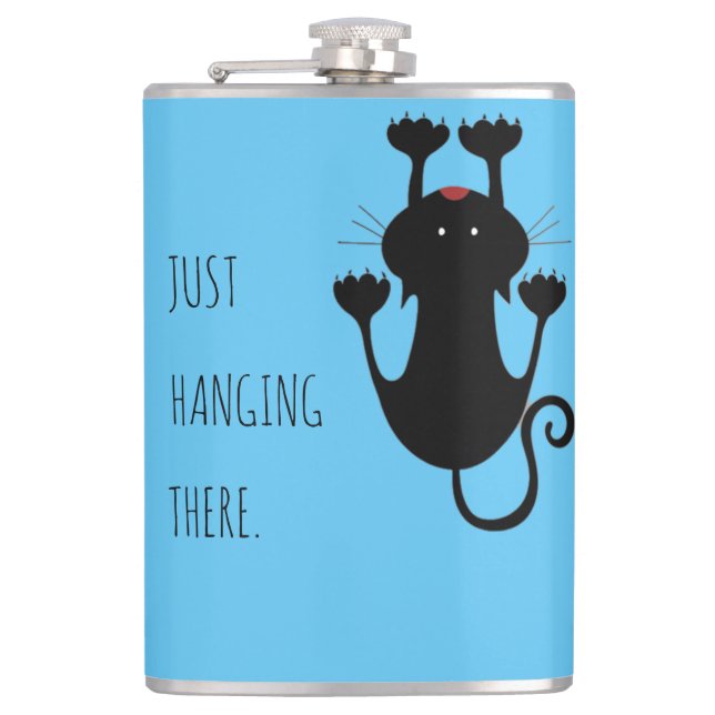 Petaca Sólo colgando ahí personalizado negro texto divert (Anverso)