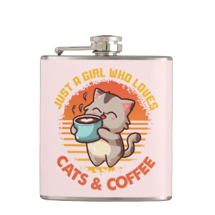Petaca Sólo un Chica que ama los gatos y el café