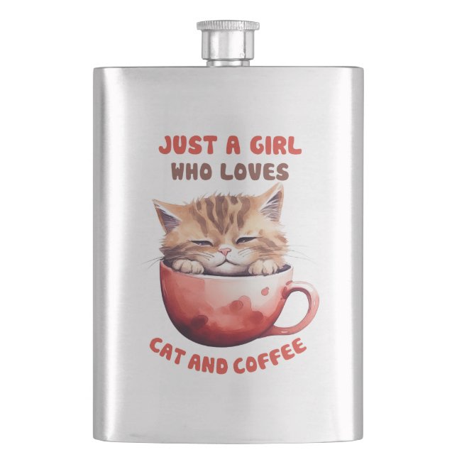 Petaca Solo un Chica que ama los gatos y el café (2) (Anverso)