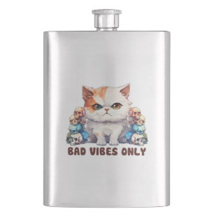 Petaca Sólo vibraciones malas - Diseño gótico de gatos y 