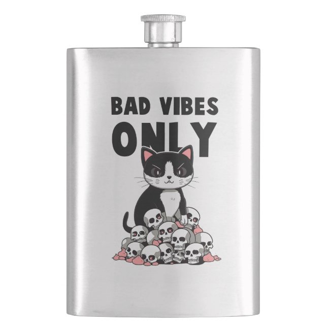 Petaca Sólo vibraciones malas: gatos y cráneos (Anverso)