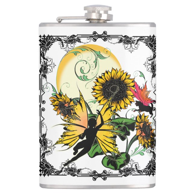 Petaca Sombra de girasol Hada y Gato Cósmico (Anverso)