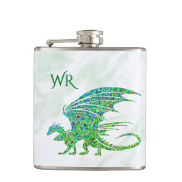 Petaca Sorprendente Dragón Verde Mosaico Personal