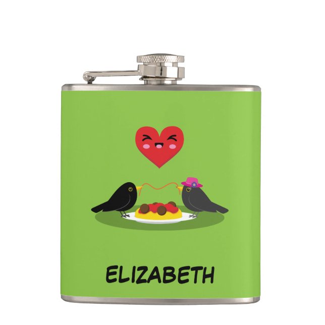 Petaca Spaghetti Meatball Romantic Date | Añadir su nombr (Anverso)