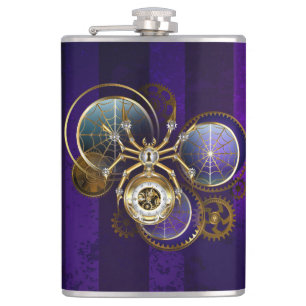 Petaca Spider Steampunk sobre fondo morado