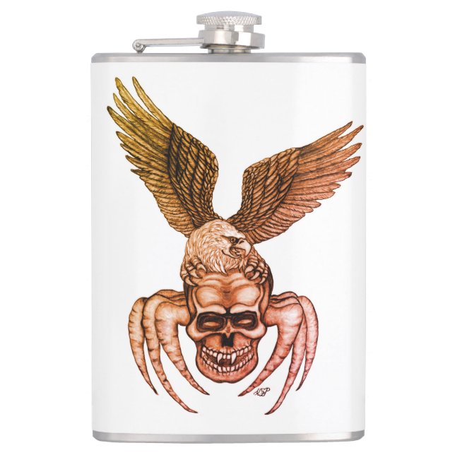 Petaca Spiderskull con águila (Anverso)