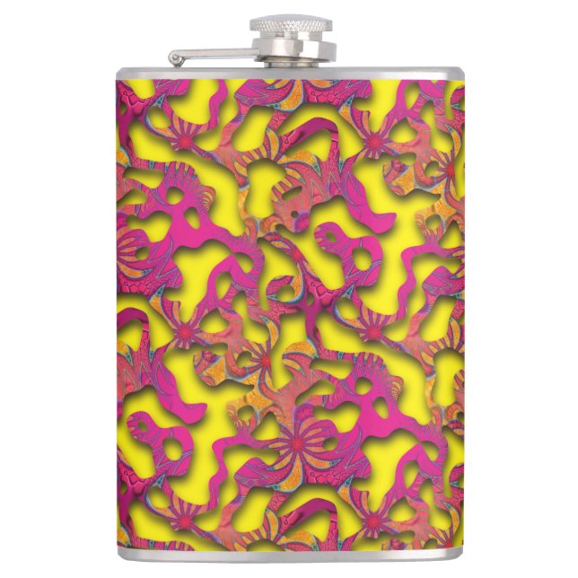 Petaca Squiggly Loops patrón sin fisuras 14 + tu trasero. (Anverso)