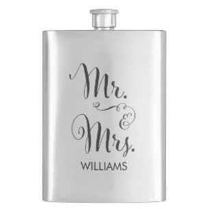 Petaca Sr. y señora Fancy Script Flask