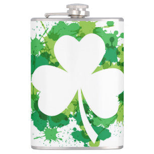 Petaca St. Patricks Clover Vinyl Wrapped Flask
