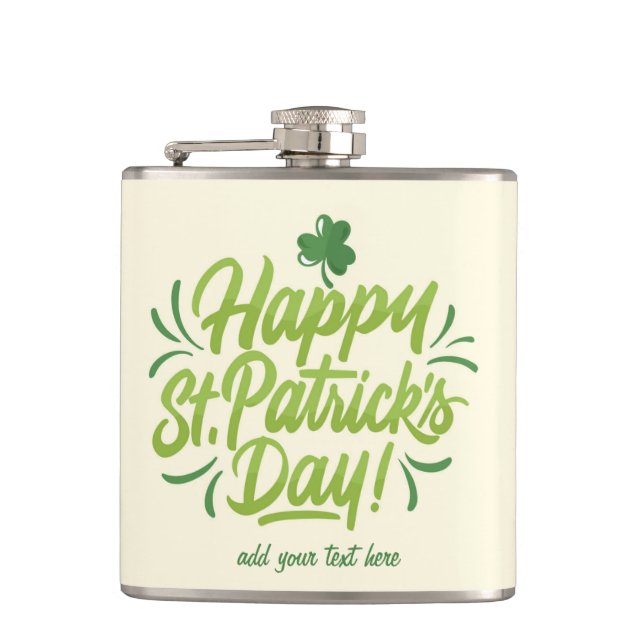 Petaca St. Patrick's Day Personalizado Flask Green Beer M (Anverso)