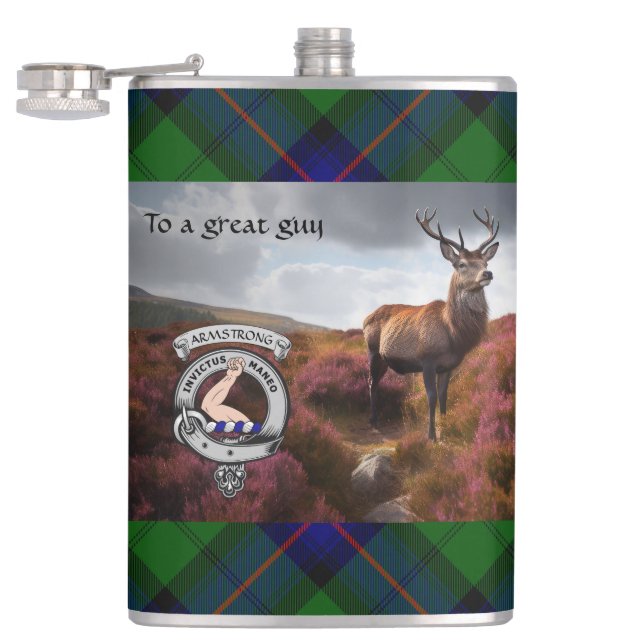 Petaca Stag in Heather w/Armstrong Badge Personalizado (Abierto)