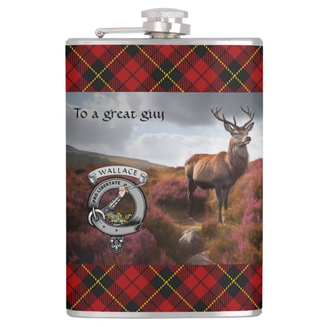 Petaca Stag in Heather w/Wallace Badge Personalizado (Anverso)