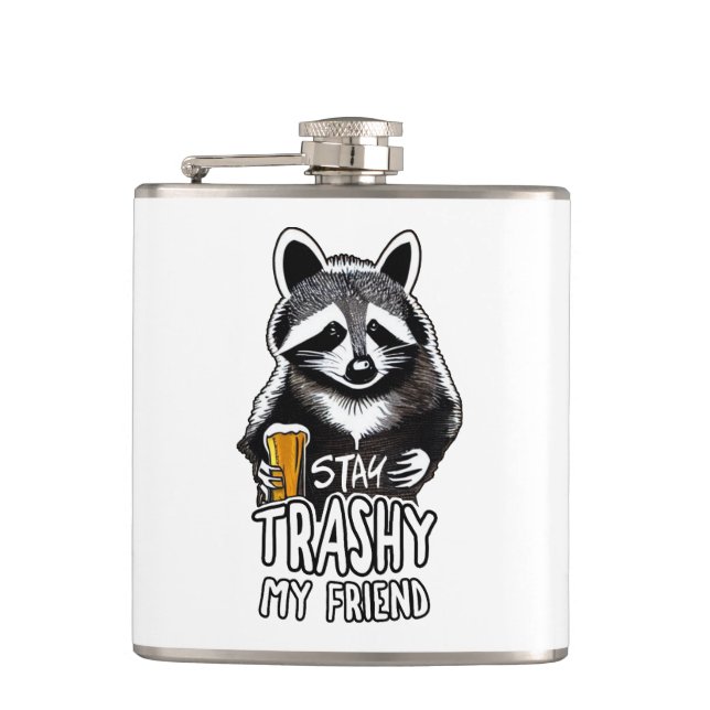 Petaca Stay Trashy My Friend Raccoon (Anverso)