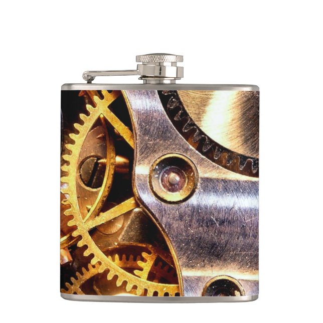 Petaca Steampunk de cobre amarillo adapta el regalo de (Anverso)