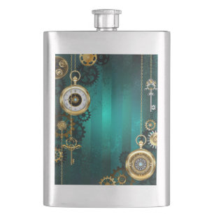 Petaca Steampunk Jewelry Watch sobre un fondo verde