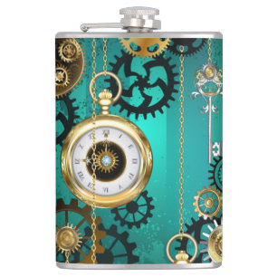 Petaca Steampunk Jewelry Watch sobre un fondo verde