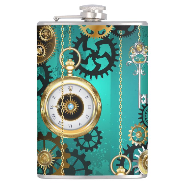 Petaca Steampunk Jewelry Watch sobre un fondo verde (Anverso)