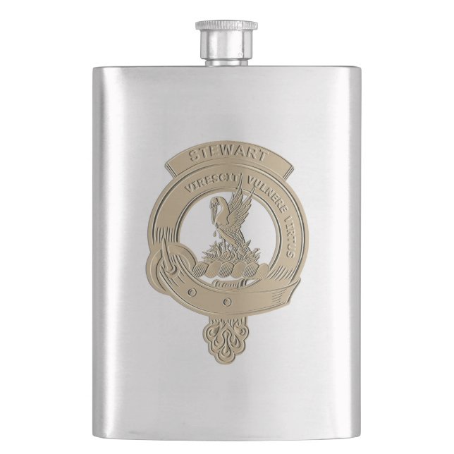 Petaca Stewart Clan Badge Grabado en relieve Flask (Anverso)