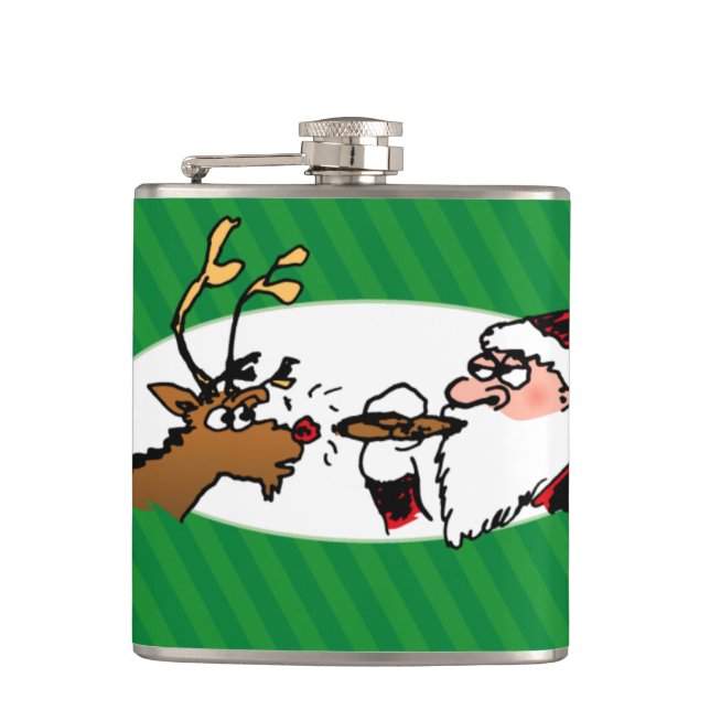 Petaca Stogie Smoking Santa Funny Green Stripe Navidades (Anverso)