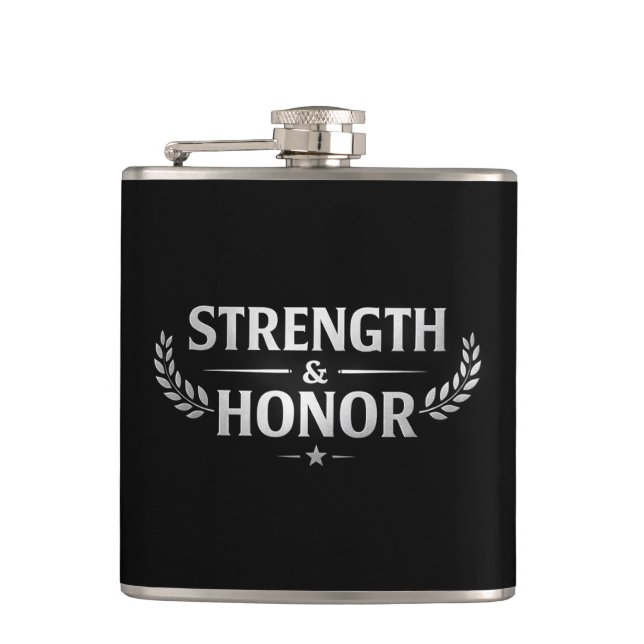 Petaca Strength and Honor Black Stainless Steel Hip Flask (Anverso)