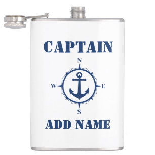 Petaca Su capitán conocido Flask Compass Anchor White