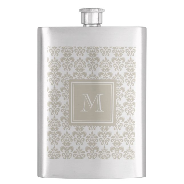 Petaca Su monograma, modelo beige 2 del damasco (Anverso)