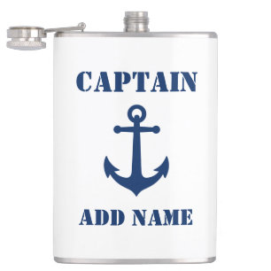 Petaca Su Nombre Capitán Flask Vintage Anchor Blanco