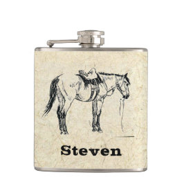 Petaca Su nombre en este frasco ensillado del caballo