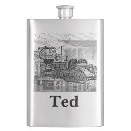 Petaca Su nombre en este frasco retro del camión