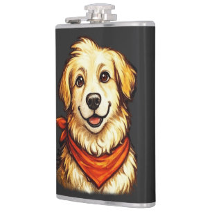 Petaca Sudadera con perro dorado feliz dibujado a mano