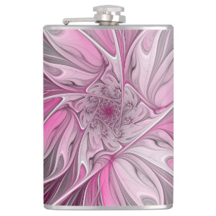 Petaca Sueño de flores rosadas fractales, patrón de fanta