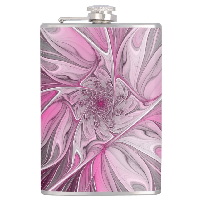 Petaca Sueño de flores rosadas fractales, patrón de fanta (Anverso)