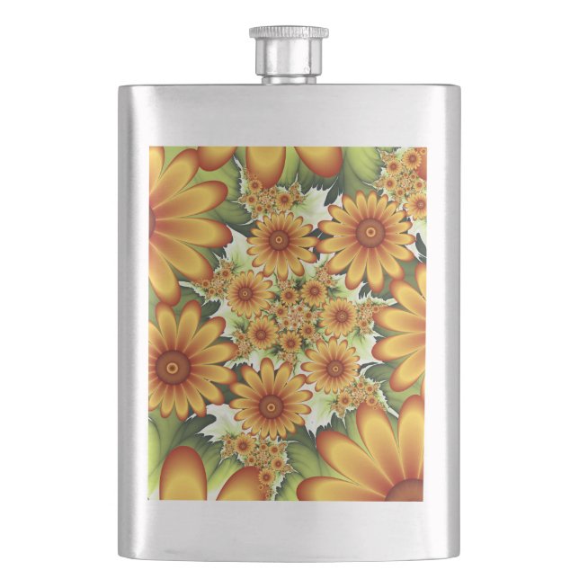 Petaca Sueño floral, arte fractal de flores abstractas mo (Anverso)