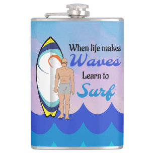 Petaca Surfboard Ocean Waves Blue Motivation Cita