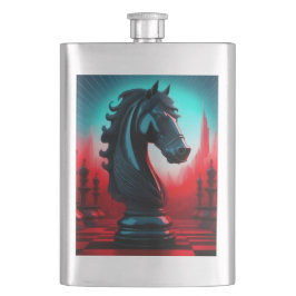 Petaca Surreal intrincada pieza de ajedrez Black Knight