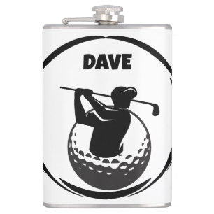 Petaca Swing de golf del hombre y pelota de golf