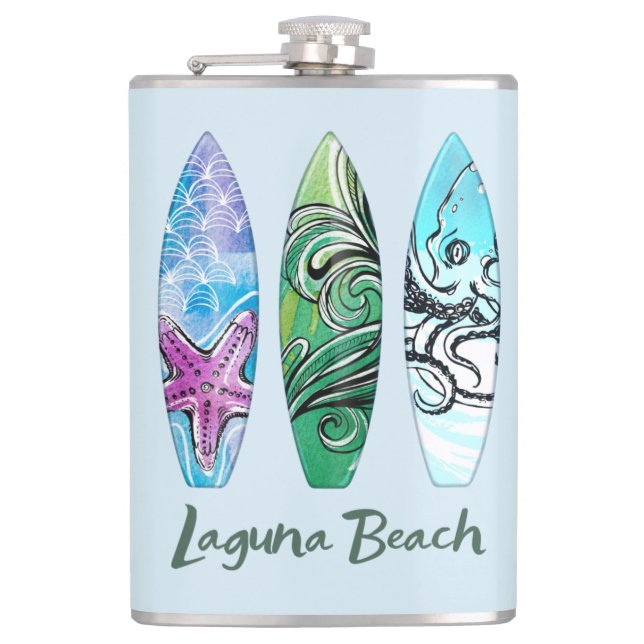 Petaca Tablas de surf de Laguna Beach California Flask (Anverso)