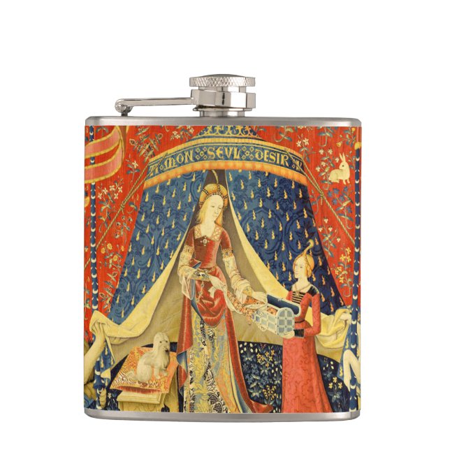 Petaca Tapestries de Unicorn Lady Legend Medieval (Anverso)