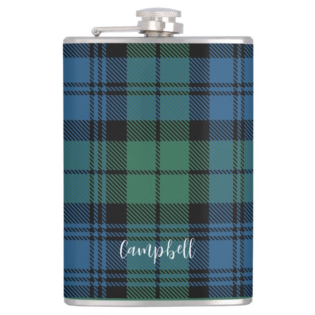 Petaca Tartan Campbell Plaid Rústico Personalizado (Anverso)