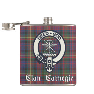 Petaca Tartan Clan Carnegie Crest