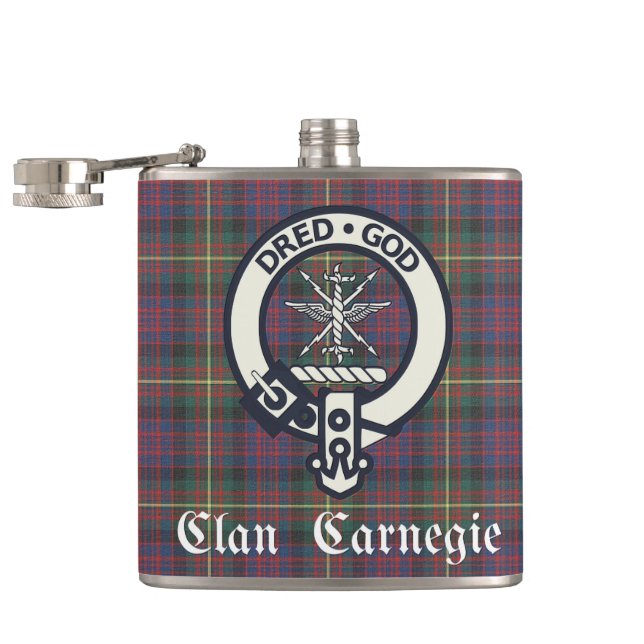 Petaca Tartan Clan Carnegie Crest (Abierto)