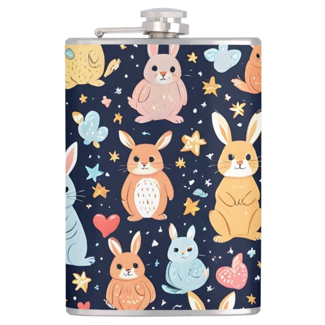 Petaca Taza con patrón adorable de animales bebé en paste (Anverso)